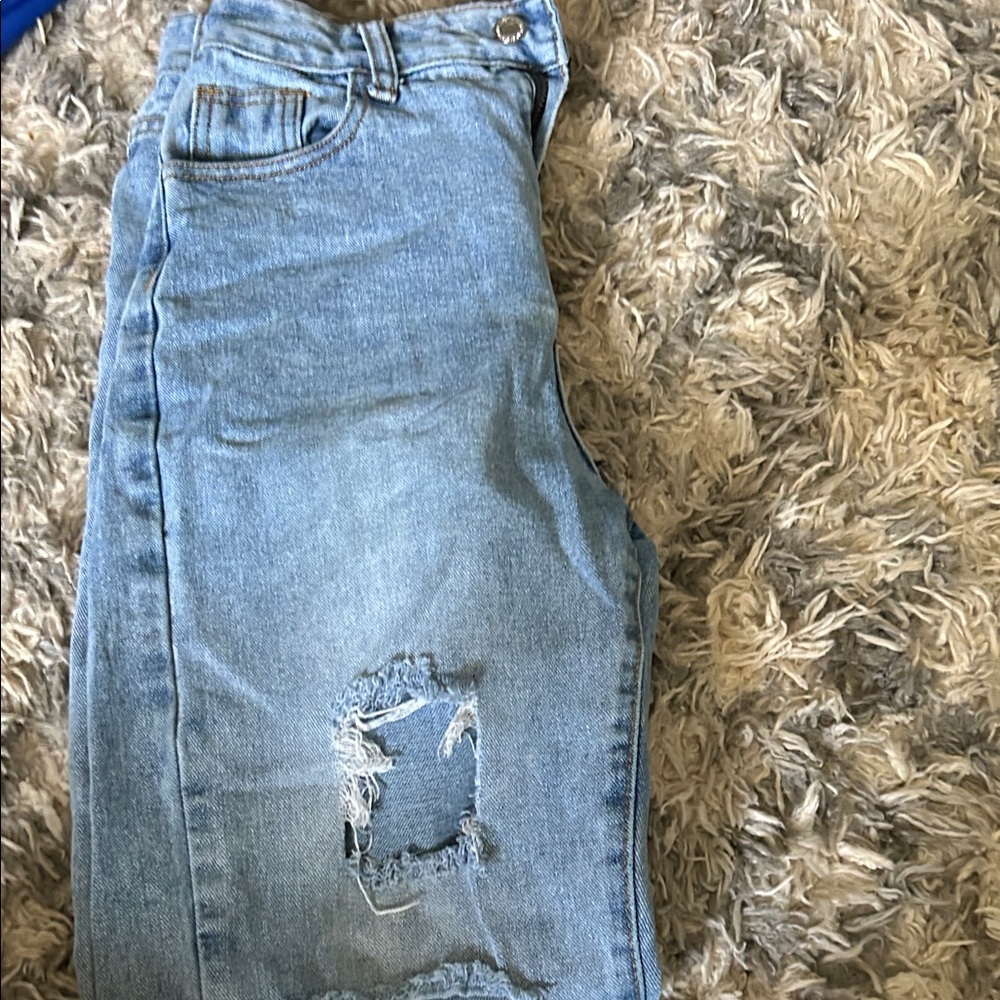SHEIN Light Blue Straight Leg Jeans